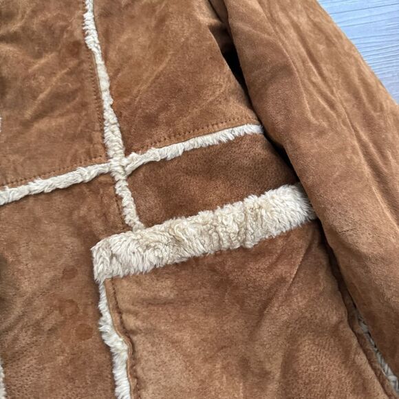 Y2K MUDD Jeans Penny Lane Coat Small Khaki Tan Suede Leather Rare - Picture 6 of 9